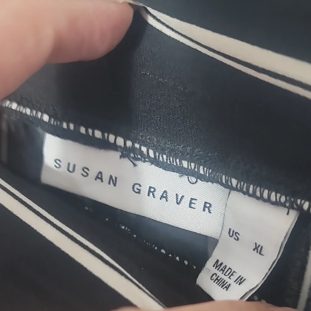 Susan GRAVER Liquid Chic Striped Black Wide-Leg Pants